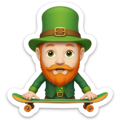 a skateboarding leprechaun  sticker