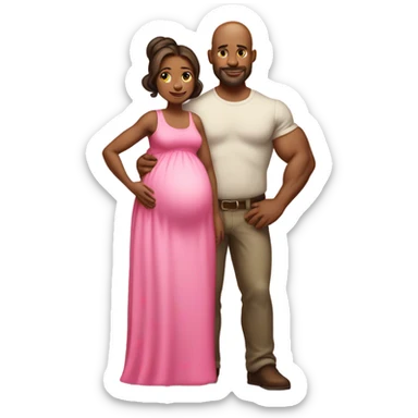 buff husband and pregnant wife with pink dress full body sticker
