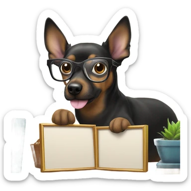 cute dog wearing glasses peaking from the right side of the picture frame sticker