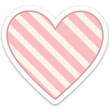 heart with a pink candy stripe pattern, clean digital illustration, no background sticker