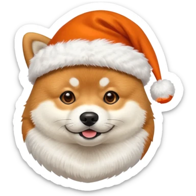 Shiba inu gif portant un chapeau de noel avec un pompon blanc qui bouge sticker