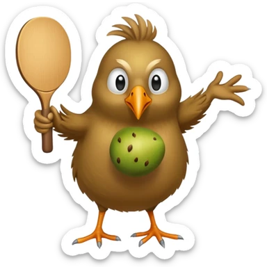 A kiwi bird playing Padle sticker