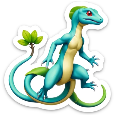 Mewtwo-lizard-Salandit-Treecko-Kecleon-Fakémon-Pokémon-hybrid-creature (full body)  sticker