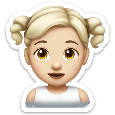 Brown-eyed, white baby with two dark pigtails and plump lips sticker