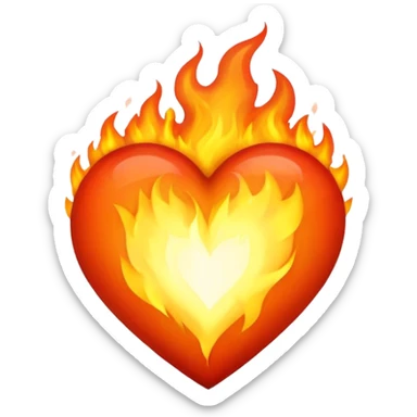 Heart on fire burning with passionate flames sticker