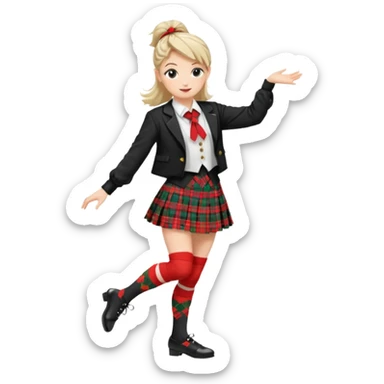 Highland dancing argyle just over the knee socks, blouse, highland dancing jacket, tartan miniskirt and highland dancing shoes sticker