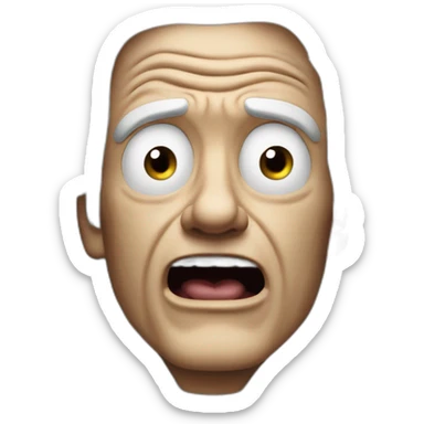 Just the head of Doc brown from back to the future looking shocked and his mouth wide open. No eye-ware. Long hair sticker