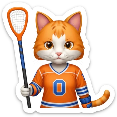 female cat hockey player with hockey stick sticker