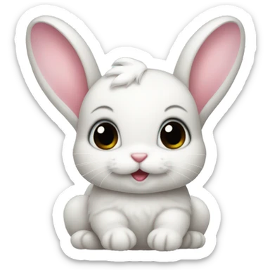 Baby bunny with coquette bow on ear sticker