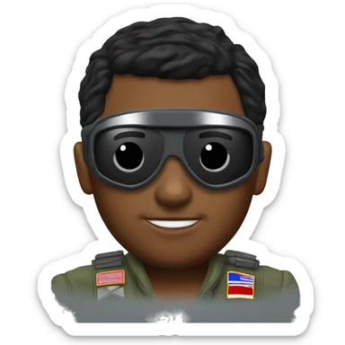 top gun pilot emojji with pilot helmet sticker