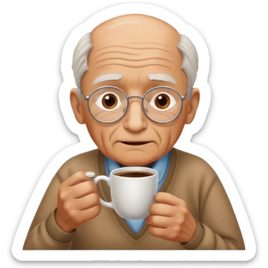 Blind grandpa having a cup of coffee and waiting for his daughter ￼ sticker