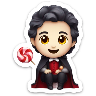 Cute vampire sitting in candy sticker