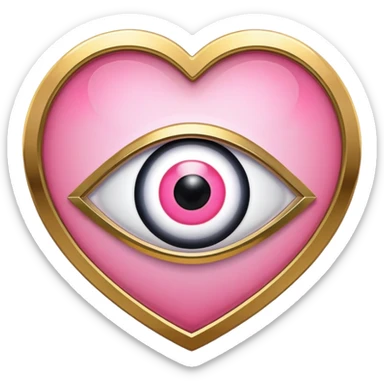Turkish pink evil-eye circular symbol inside of a gold heart sticker