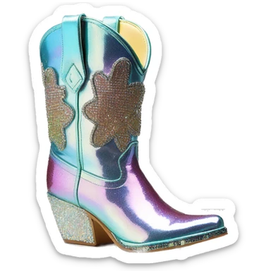 Iridescent Diamond bedazzled glitter cowboy boots Betsy Johnson sticker