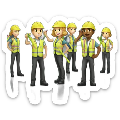 Airport crew in yellow vest with light wands sticker