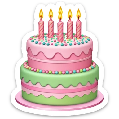 light green and pink birthday cake sticker