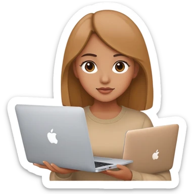 girl 20-25 years with mackbook in hands sticker