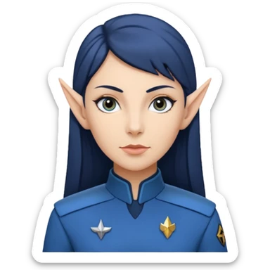 female Vulcan in Starfleet blue uniform (Star Trek) no green face sticker