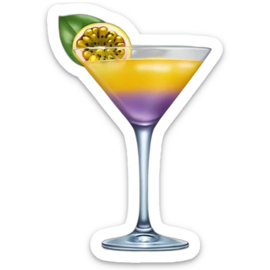 Cocktail with a passion fruit floating in the middle in a martini glass sticker