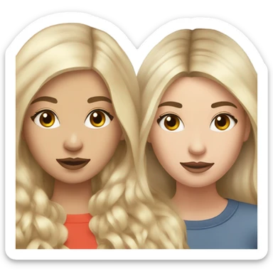 Realistic Russian Brunette hair girl and a blonde haired bestie  sticker