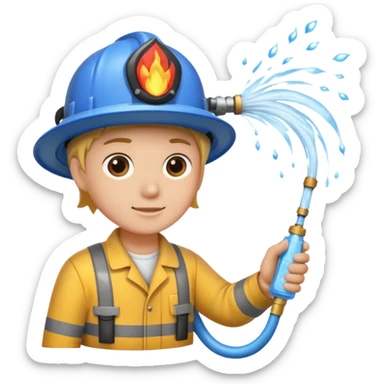 A hand holding a water hose and extinguishing the fire, no man sticker