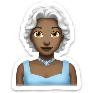 girl with white hair wearing sky blue queens dress sticker
