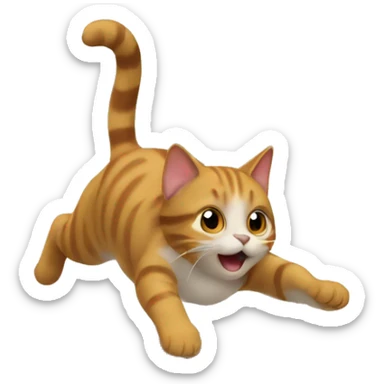 cat jumping from a bridge sticker