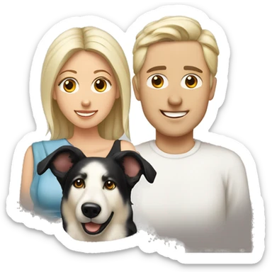 Wife and husband with two white shepherd and one black labrador retriever sticker