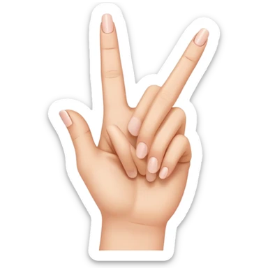 Hand making an N uside down the the middle finger,ring finger, and pinky finger connecting but the pointer finger is not connecting sticker