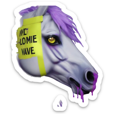 .Zombie_ Vaporwave black holographic oilslick zombie unicorn yellow caution tape graffiti Pegasus sticker