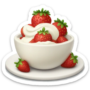 Strawberries with bowl of cream sticker