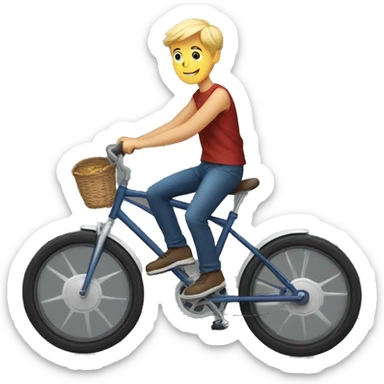 young blonde guy riding a bike sticker