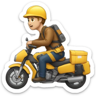 Courier with motorcycle car accident sticker