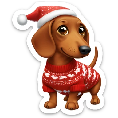 Red Dachshund wearing a christmas sweater  sticker