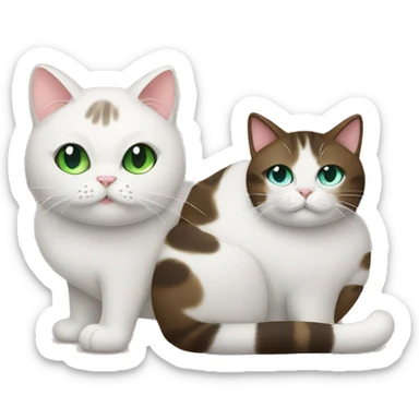 big fat texudo cat with green eyes and a small white cat with blue eyes sticker