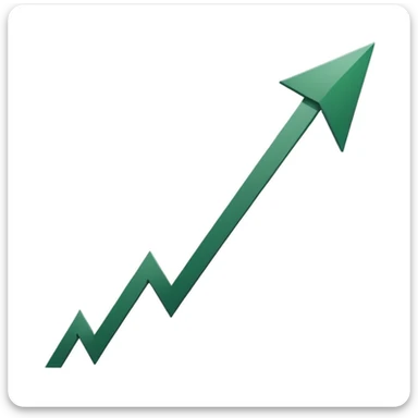 growth chart with dark green ascending arrow, minimal steps at bottom, minimalist style, white background sticker