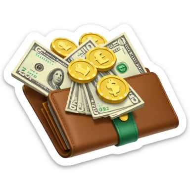 Aviator money emoji, wallet full of cash, casino vibe, premium 3D emoji style, clean, no background
 sticker
