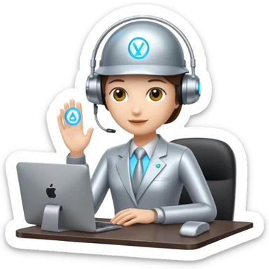 AI agents in the workplace, holographic AI figures providing support sticker