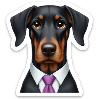 Cute doberdore face (floppy ears), in a suit and tie sticker
