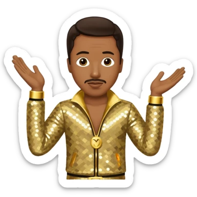 MC Hammer with dark brown hair, gold sequin outfit sticker