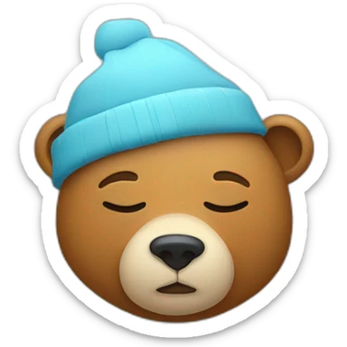 Sleepy Bear with sleeping hat on sticker