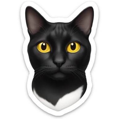 Tuxedo cat with yellow eyes only white on the chest sticker