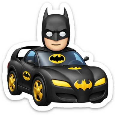 create a emoji batman with his car in gotham sticker