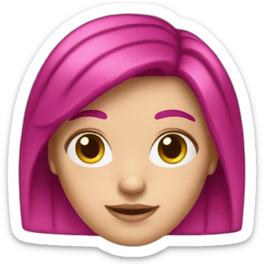 White girl with a magenta hair sticker