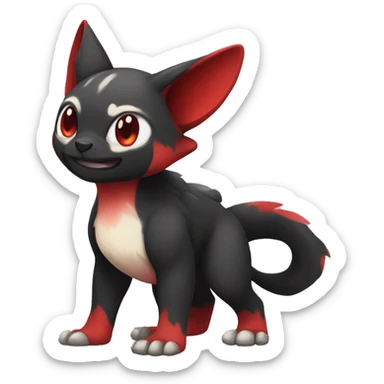 Cute cool black red animal hybrid Fakemon full body sticker