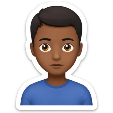 Dark brown boy, with short black cool hair, black eyes sticker