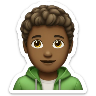 boy with brown skin color and green eyes and brown stylish hair sticker