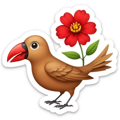 A bird carrying a red flower in its mouse  sticker