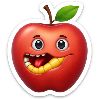 worm make a hole on apple sticker