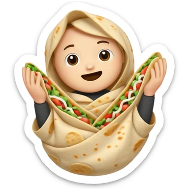 burrito with hands, playful, simple sticker